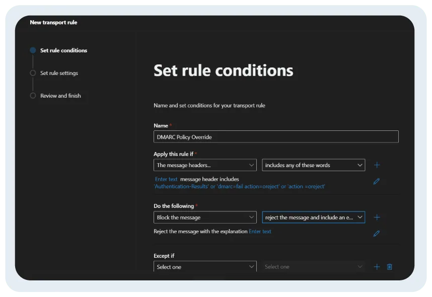 How does Microsoft 365 handle inbound emails failing DMARC? Microsoft 365 entrante