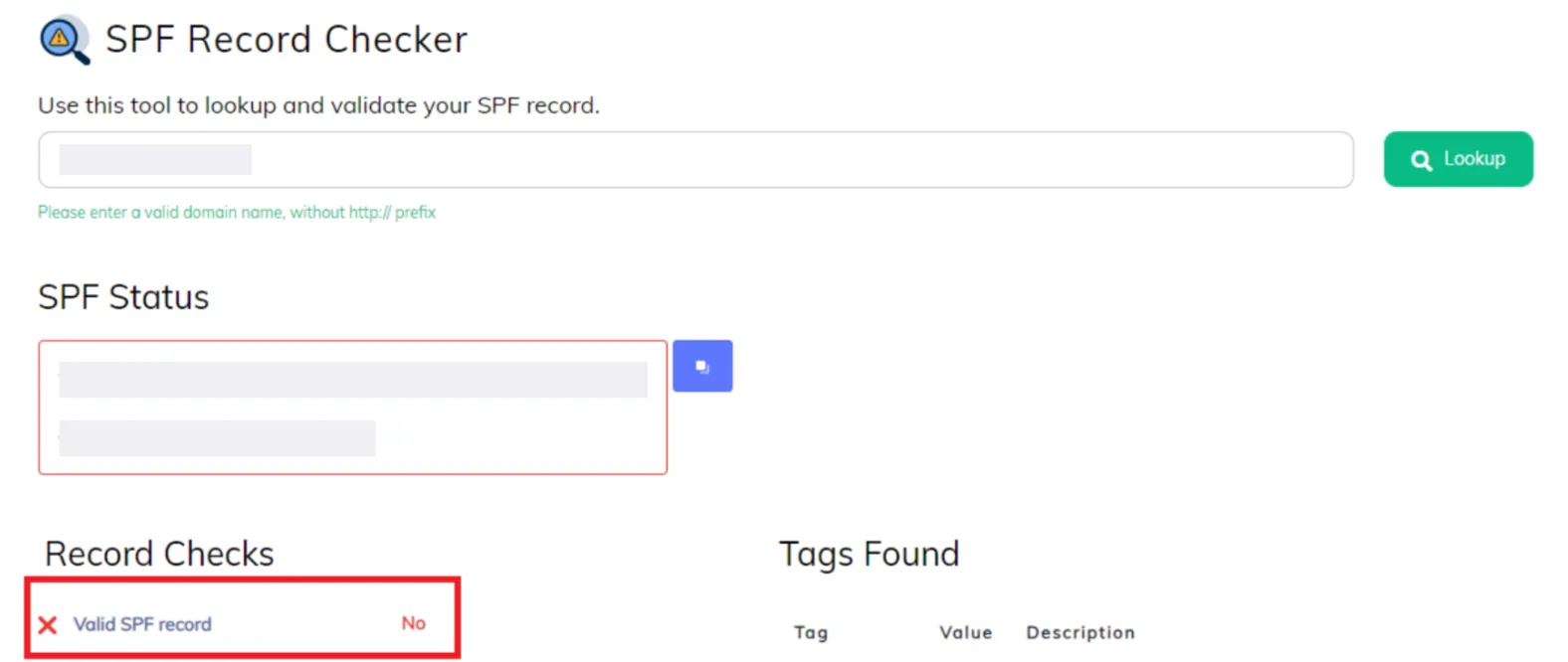 no spf record found