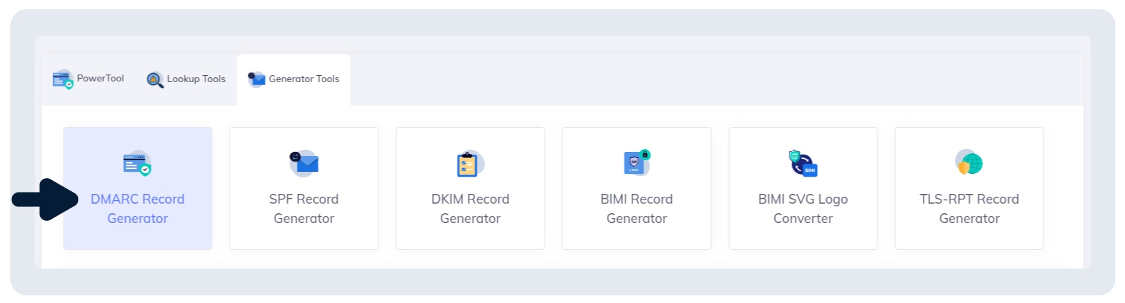 Vælg DMARC record generator