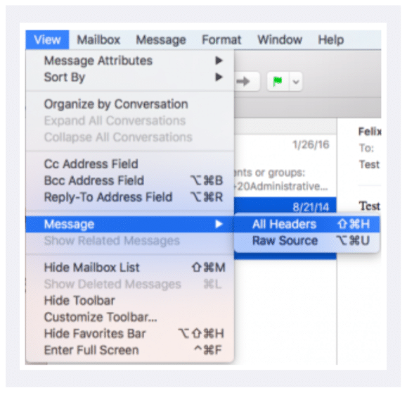 Thunderbird downloading message header analyzer