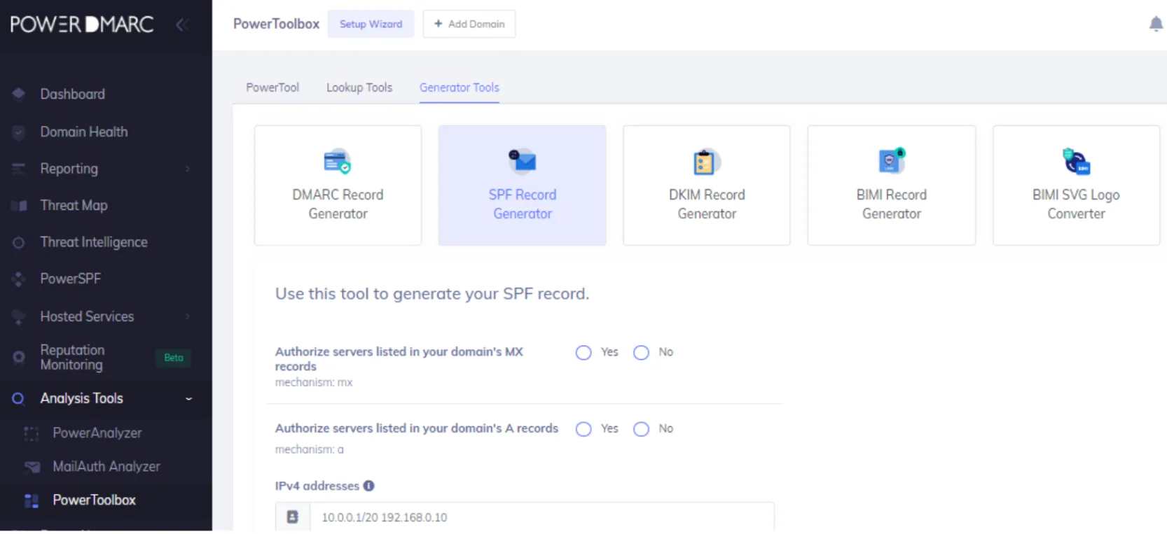 Utwórz rekord SPF Shopify