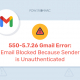 550-5.7.26-Error de correo electrónico: correo bloqueado porque el remitente no está autenticado