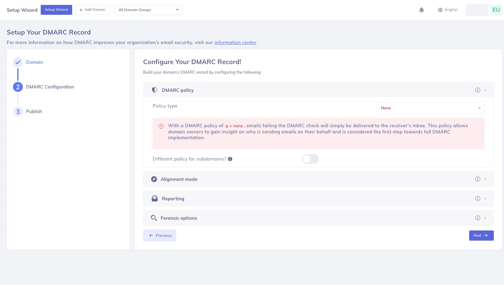 PowerDMARC One-Click Auto DNS Publishing with Entri Publicación de DNS con un solo clic