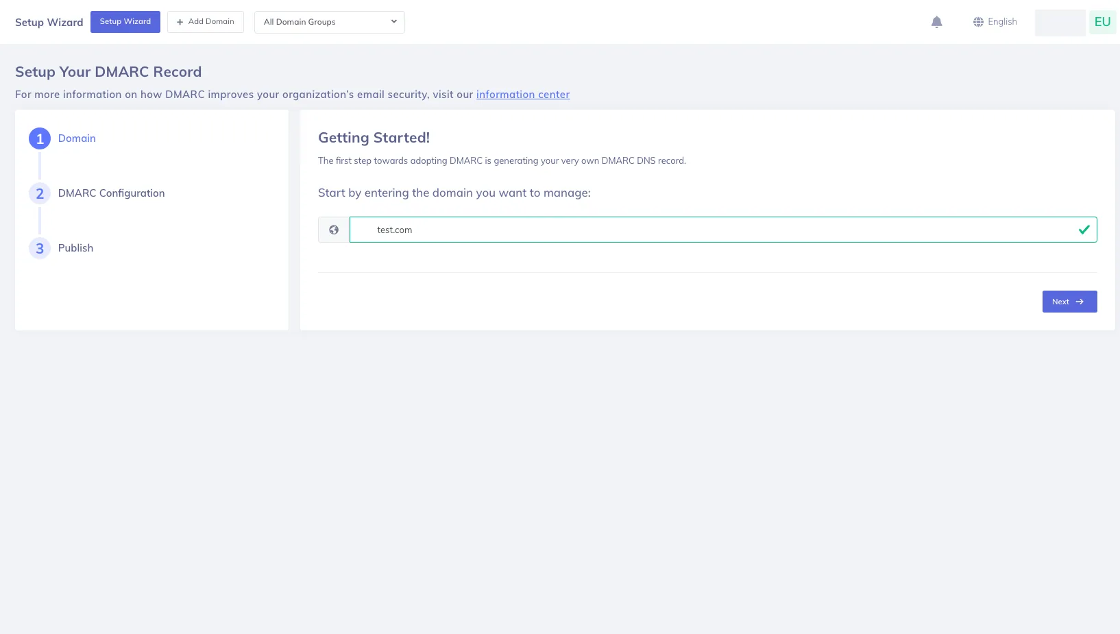 PowerDMARC One-Click Auto DNS Publishing with Entri Publicación de DNS con un solo clic