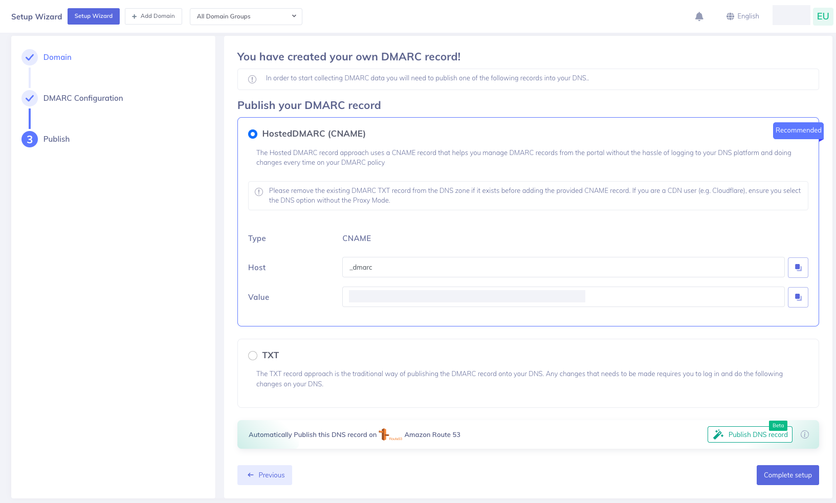 One-click DNS publishing