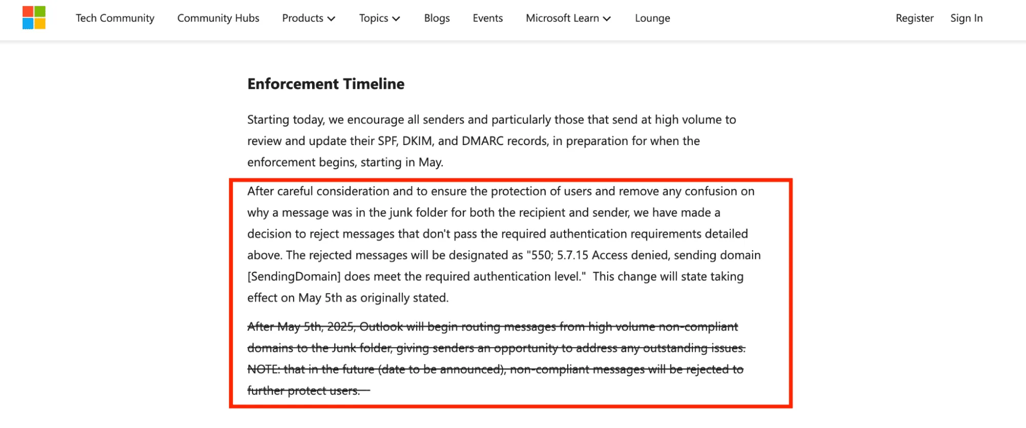 Microsoft Sender Requirements Enforced — How to Fix “550; 5.7.15 Access Denied” Rejections Wymagania firmy Microsoft dotyczące nadawców