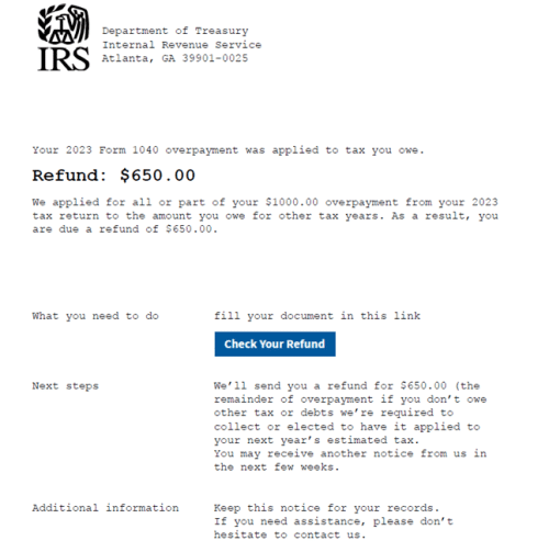 phishing message