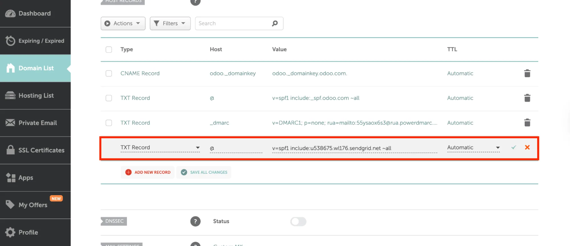 Notifii DMARC, SPF, and DKIM Setup Guide Registrazione TXT