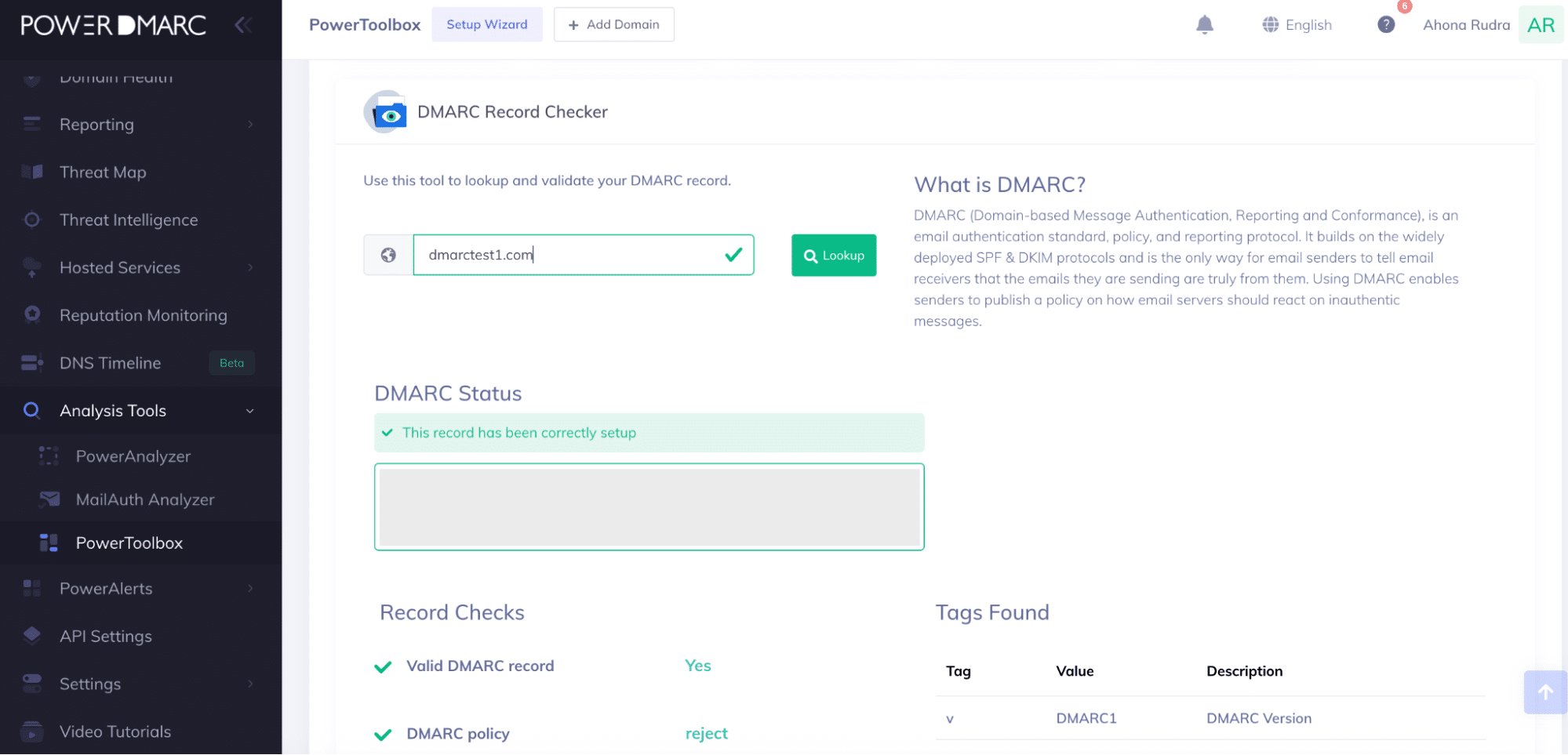 Use a DMARC record checker