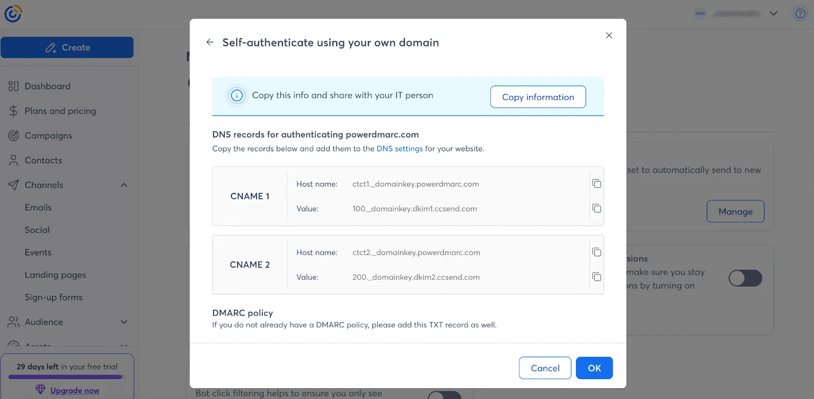 5 dos registros CNAME