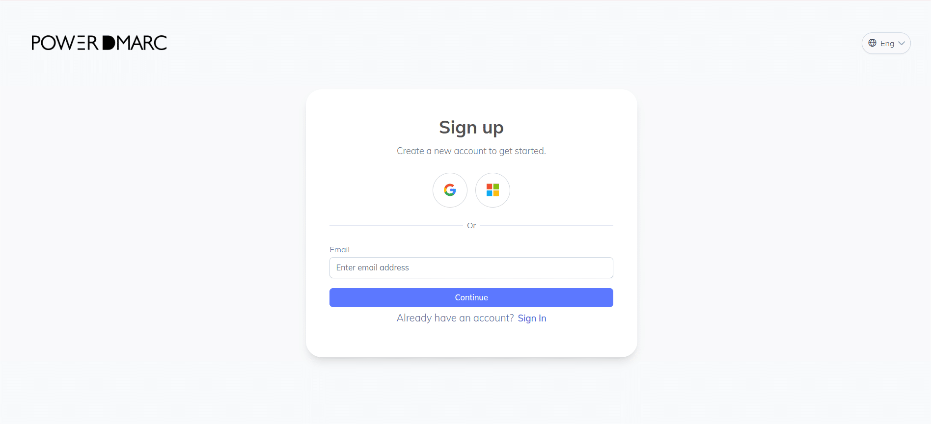 Sign up with PowerDMARC