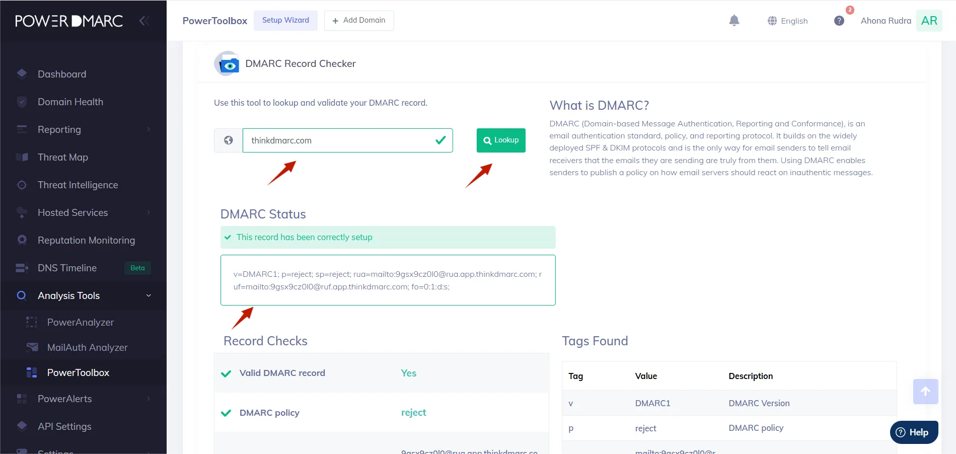 entrez votre domaine dans le champ et cliquez sur Recherche