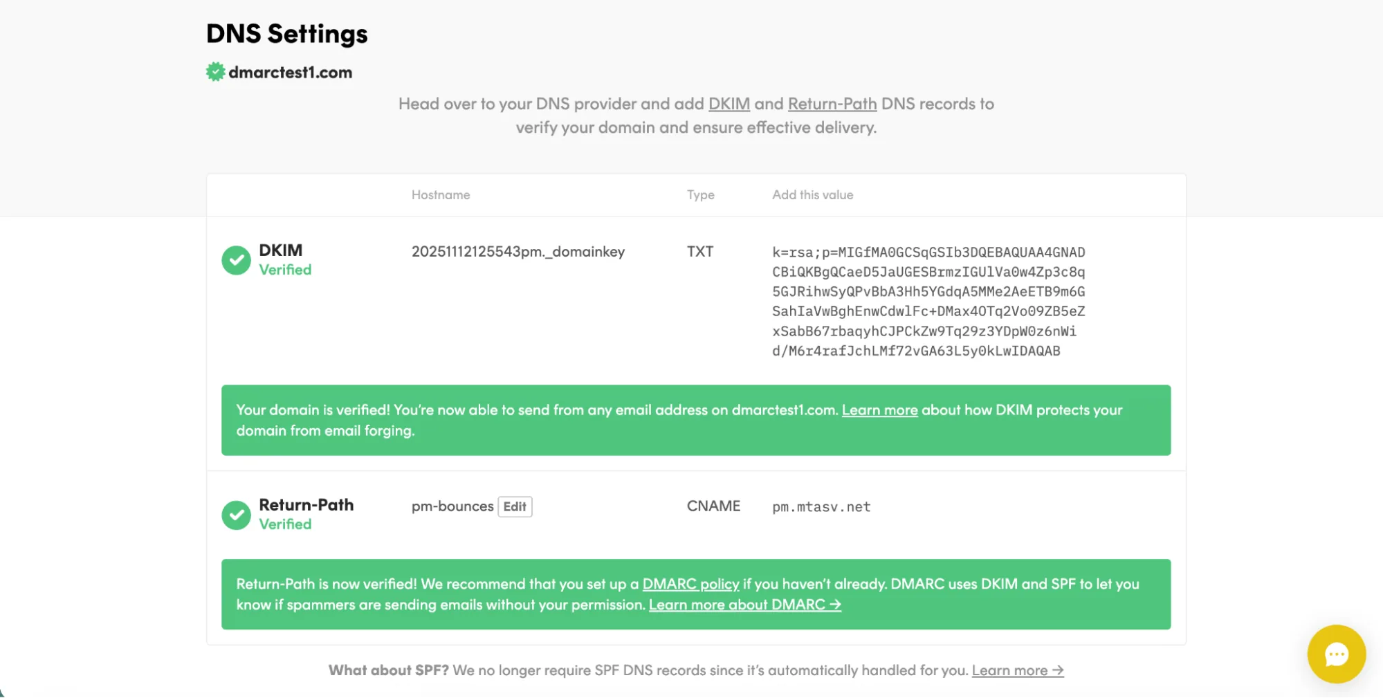rendez-vous sur votre compte Postmark et vérifiez vos configurations