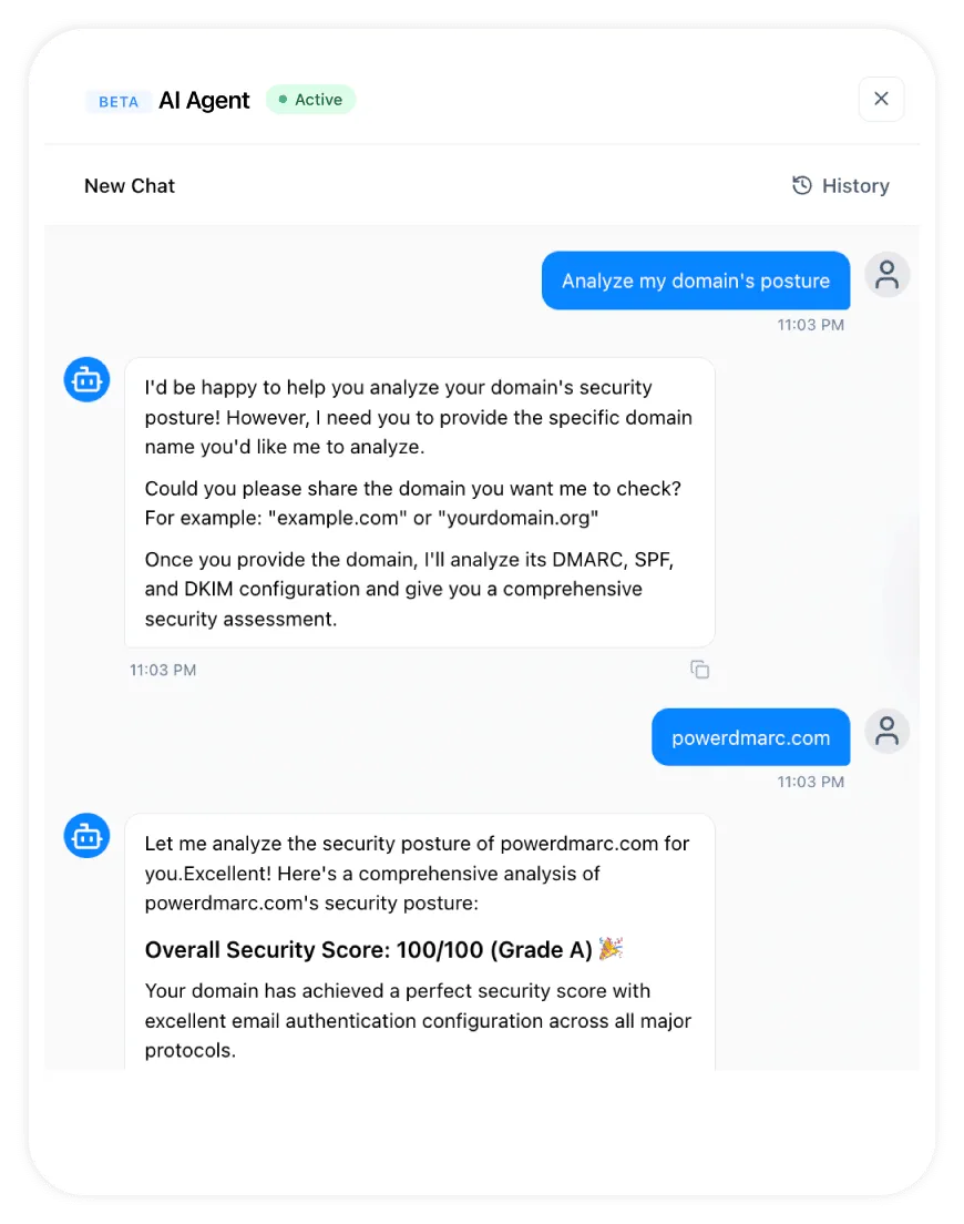 Built-In DMARC AI Agent Die Sicherheitslage meiner Domain analysieren