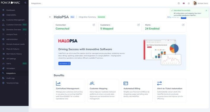 Cómo configurar la integración entre PowerDMARC y HaloPSA
