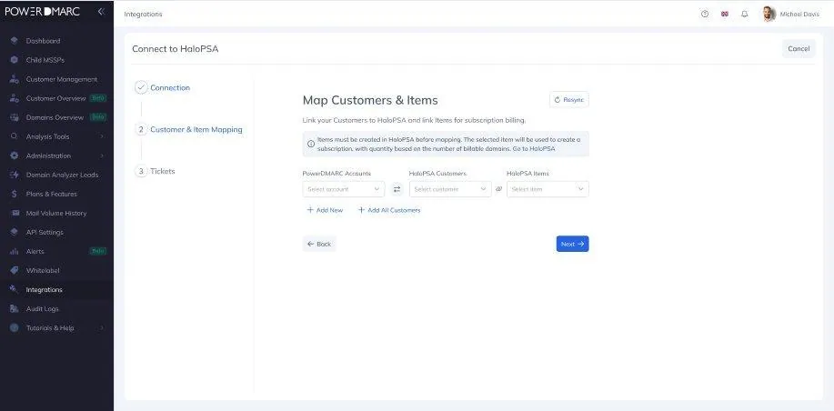 PowerDMARC Now Integrates with HaloPSA Kunden und Artikel zuordnen