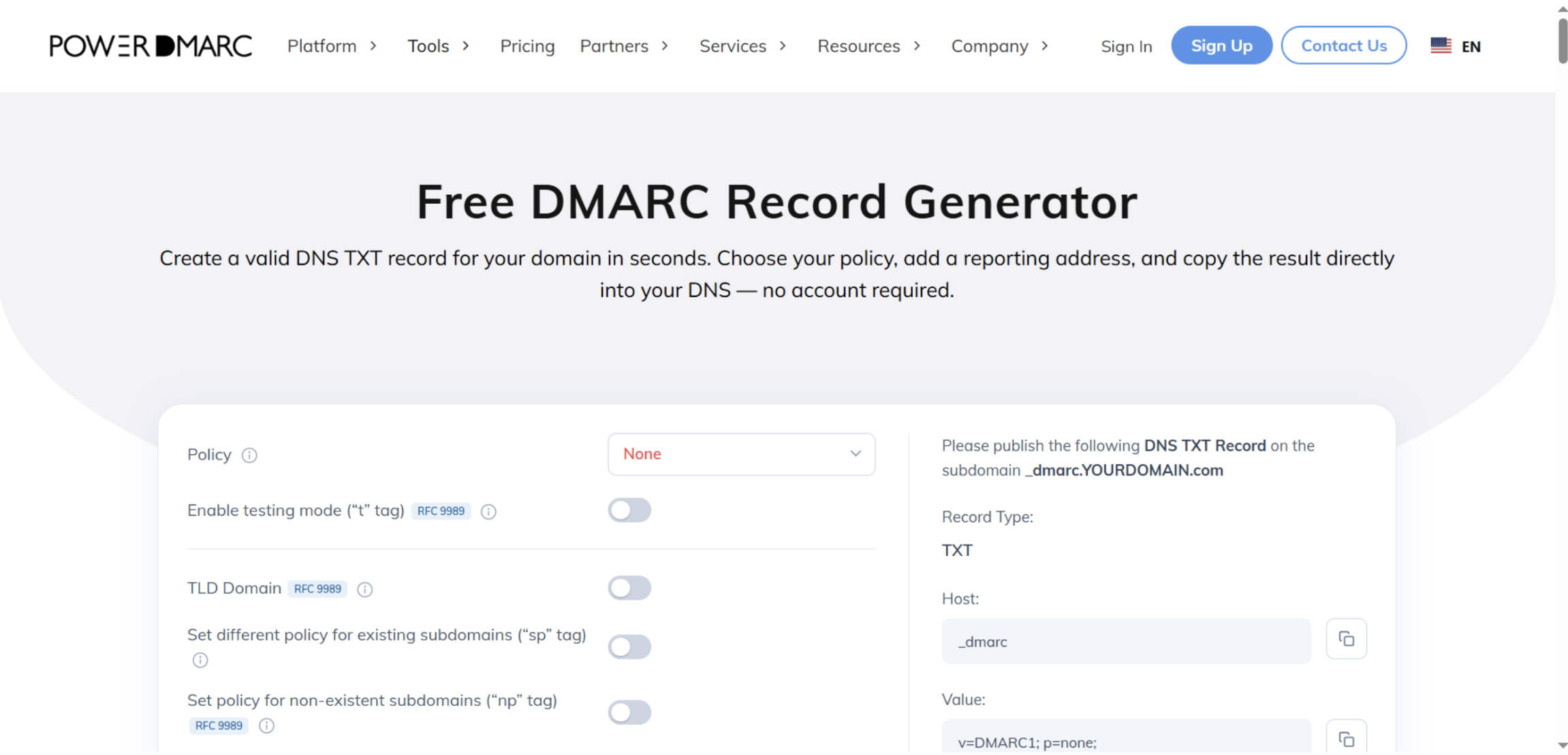 11 Generador de registros DMARC