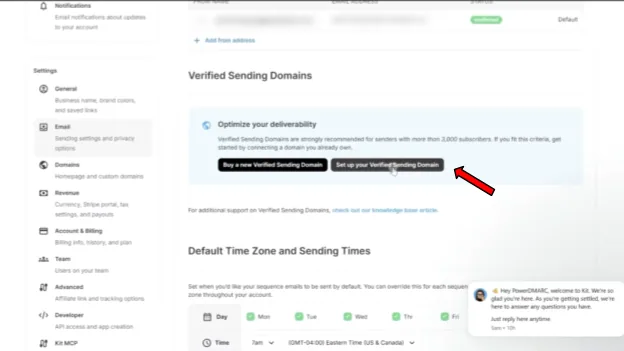 4. Configura il tuo dominio di invio verificato