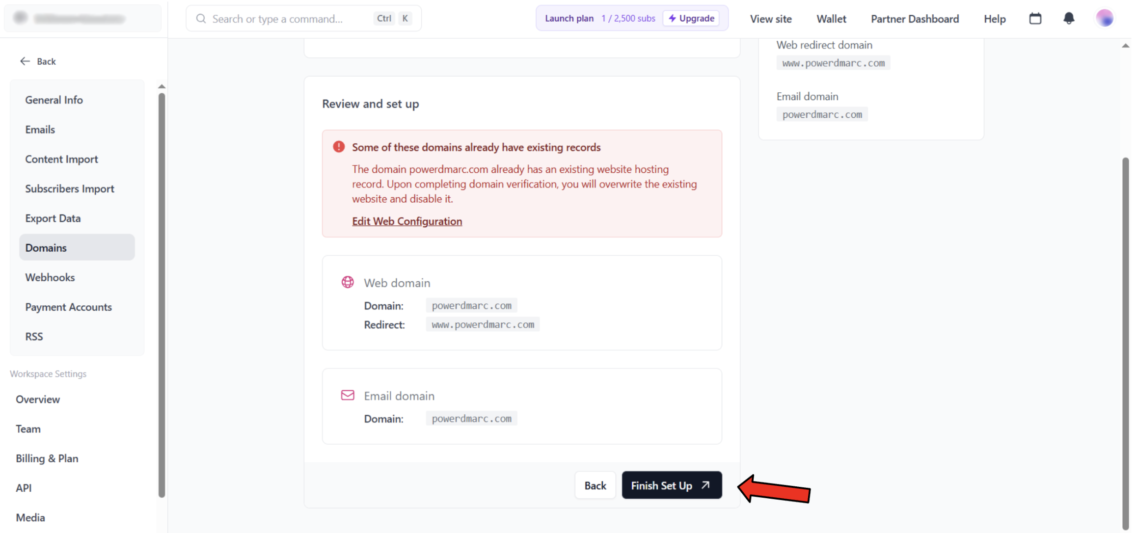 6. Finalizar la configuración