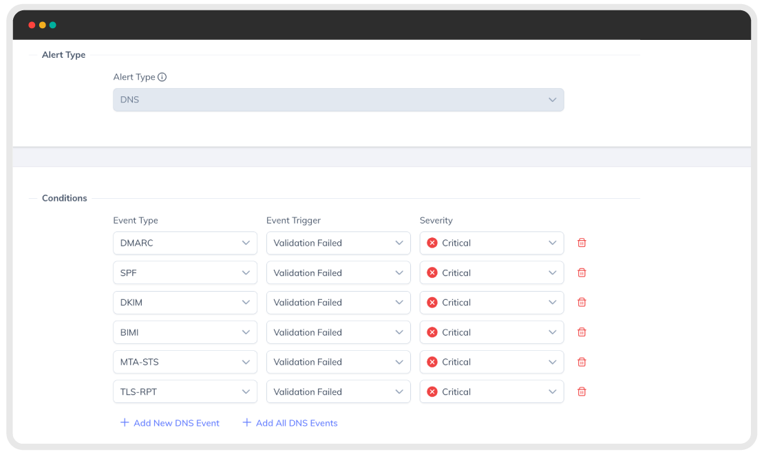 Screenshot der DNS-Benachrichtigungskonfiguration