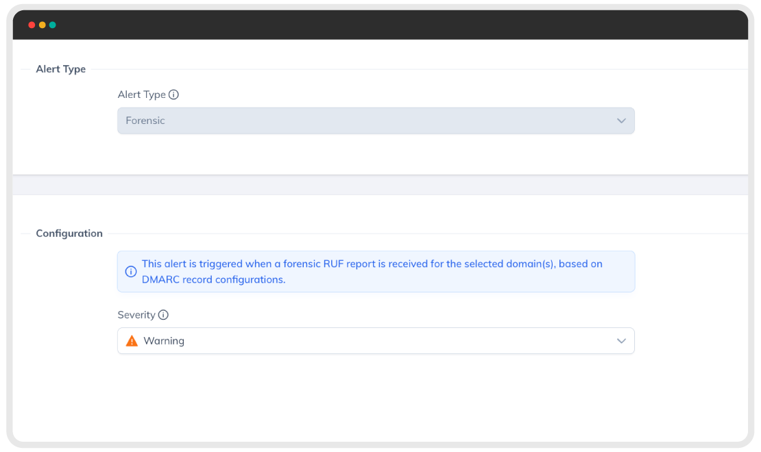 Screenshot der Forensic-Benachrichtigungen (DMARC-Fehler/RUF)