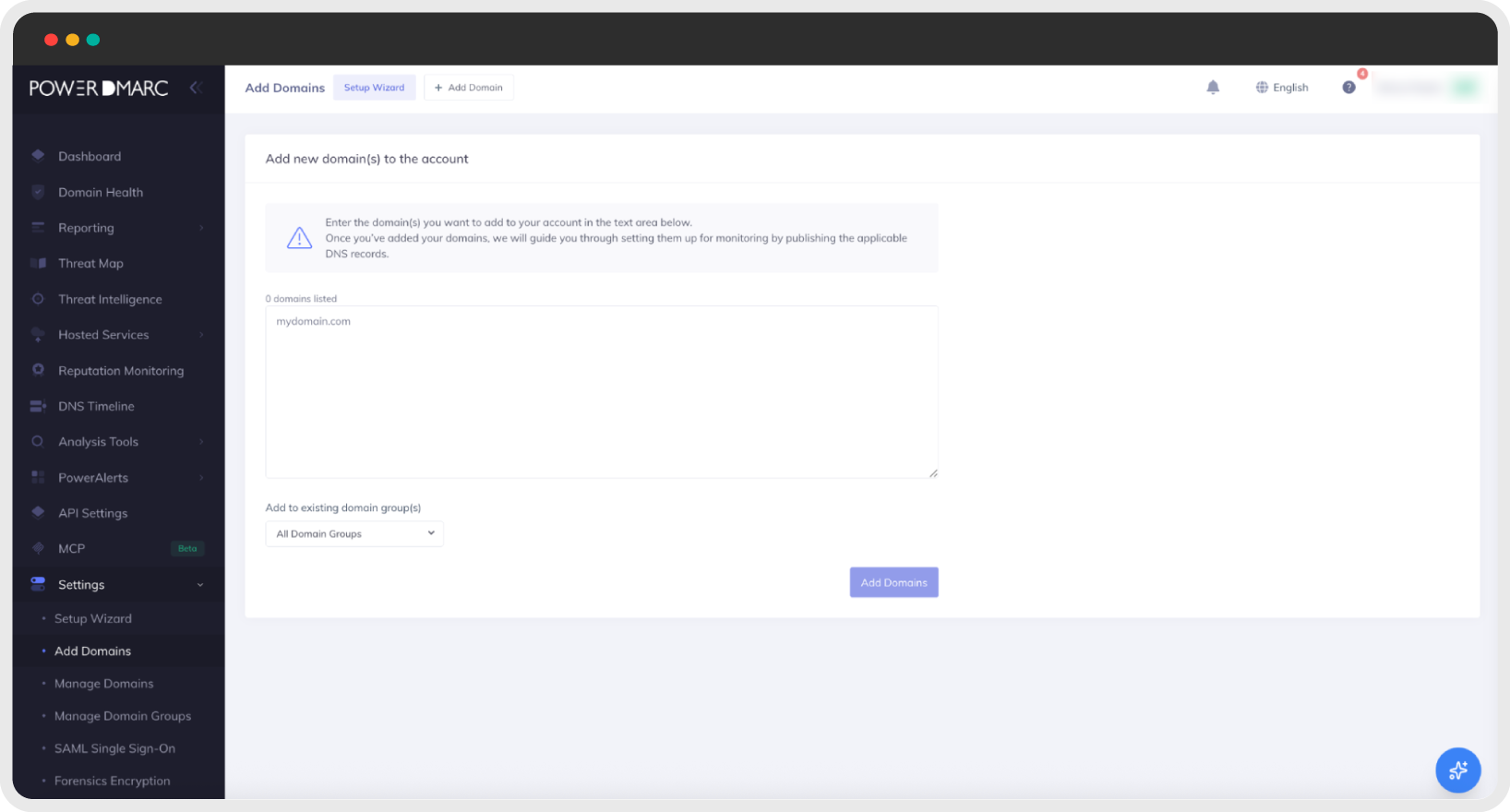 Ajoutez vos domaines et vos adresses IP